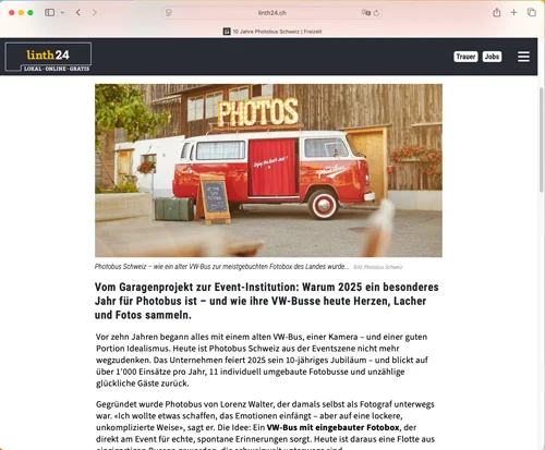 Linth24 10 Jahre Photobus Artikel