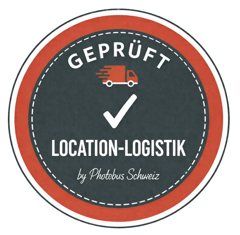 Siegel für geprüfte Location-Logistik und A-Z Event-Planung von Photobus Schweiz.